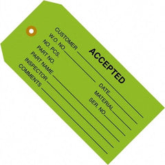 Made in USA - 4-3/4" High x 2-3/8" Long, ACCEPTED, English Safety & Facility Inspection Tag - Green Cardstock - Apex Tool & Supply