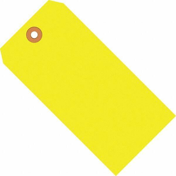 Made in USA - 6-1/4" High x 3-1/8" Long, Safety & Facility Blank Tag - Fluorescent Yellow Cardstock - Apex Tool & Supply