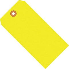 Made in USA - 4-1/4" High x 2-1/8" Long, Safety & Facility Blank Tag - Fluorescent Yellow Cardstock - Apex Tool & Supply