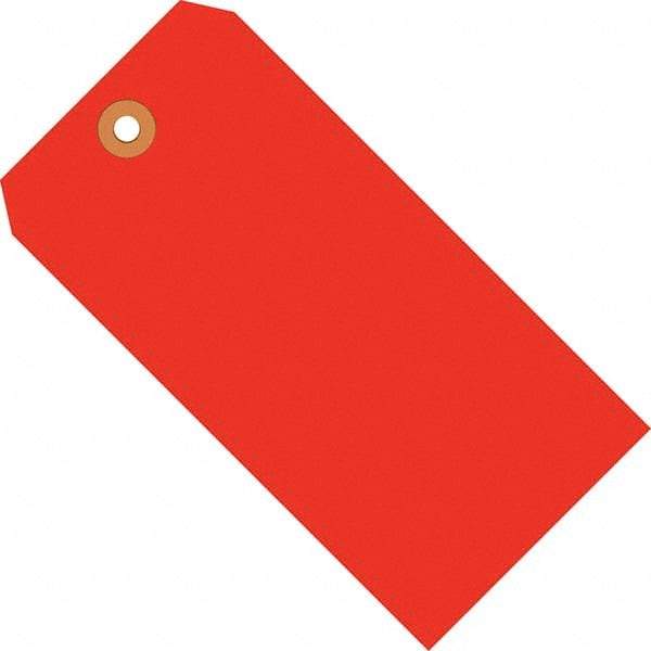 Made in USA - 3-3/4" High x 1-7/8" Long, Safety & Facility Blank Tag - Fluorescent Red Cardstock - Apex Tool & Supply