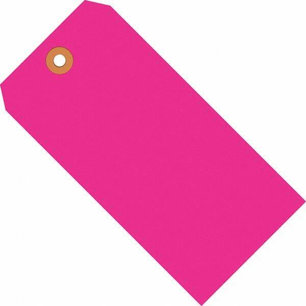 Made in USA - 3-1/4" High x 1-5/8" Long, Safety & Facility Blank Tag - Fluorescent Pink Cardstock - Apex Tool & Supply