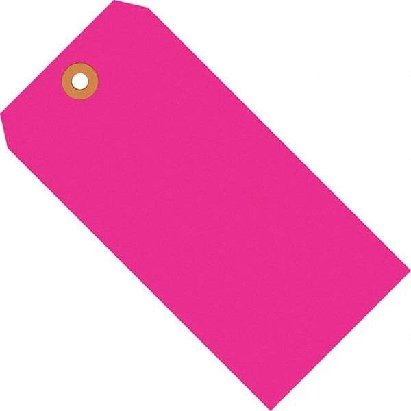 Made in USA - 4-1/4" High x 2-1/8" Long, Safety & Facility Blank Tag - Fluorescent Pink Cardstock - Apex Tool & Supply
