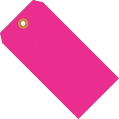Made in USA - 4-1/4" High x 2-1/8" Long, Safety & Facility Blank Tag - Fluorescent Pink Cardstock - Apex Tool & Supply