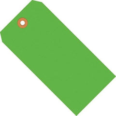 Made in USA - 5-1/4" High x 2-5/8" Long, Safety & Facility Blank Tag - Fluorescent Green Cardstock - Apex Tool & Supply