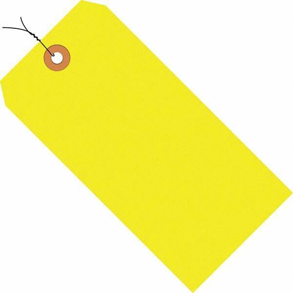 Made in USA - 5-3/4" High x 2-7/8" Long, Safety & Facility Blank Tag - Fluorescent Yellow Cardstock - Apex Tool & Supply