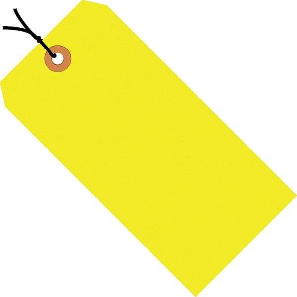 Made in USA - 5-1/4" High x 2-5/8" Long, Safety & Facility Blank Tag - Fluorescent Yellow Cardstock - Apex Tool & Supply
