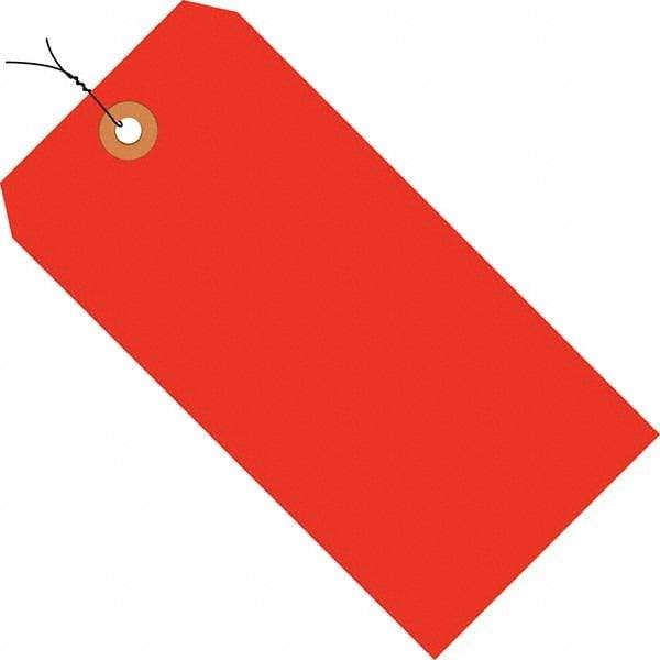 Made in USA - 4-1/4" High x 2-1/8" Long, Safety & Facility Blank Tag - Fluorescent Red Cardstock - Apex Tool & Supply