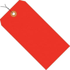 Made in USA - 4-1/4" High x 2-1/8" Long, Safety & Facility Blank Tag - Fluorescent Red Cardstock - Apex Tool & Supply