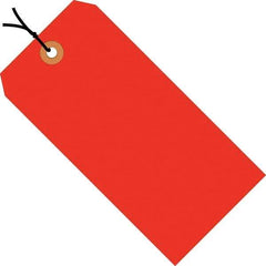 Made in USA - 5-3/4" High x 2-7/8" Long, Safety & Facility Blank Tag - Fluorescent Red Cardstock - Apex Tool & Supply