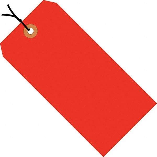 Made in USA - 2-3/4" High x 1-3/8" Long, Safety & Facility Blank Tag - Fluorescent Red Cardstock - Apex Tool & Supply