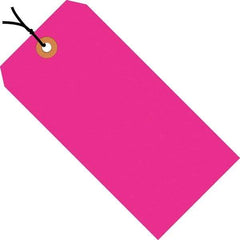 Made in USA - 3-3/4" High x 1-7/8" Long, Safety & Facility Blank Tag - Fluorescent Pink Cardstock - Apex Tool & Supply