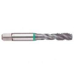 1-1/2-6 2B 6-Flute Cobalt Green Ring Semi-Bottoming 40 degree Spiral Flute Tap-TiCN - Apex Tool & Supply