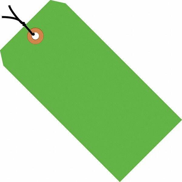 Made in USA - 4-1/4" High x 2-1/8" Long, Safety & Facility Blank Tag - Fluorescent Green Cardstock - Apex Tool & Supply
