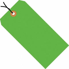 Made in USA - 4-1/4" High x 2-1/8" Long, Safety & Facility Blank Tag - Fluorescent Green Cardstock - Apex Tool & Supply