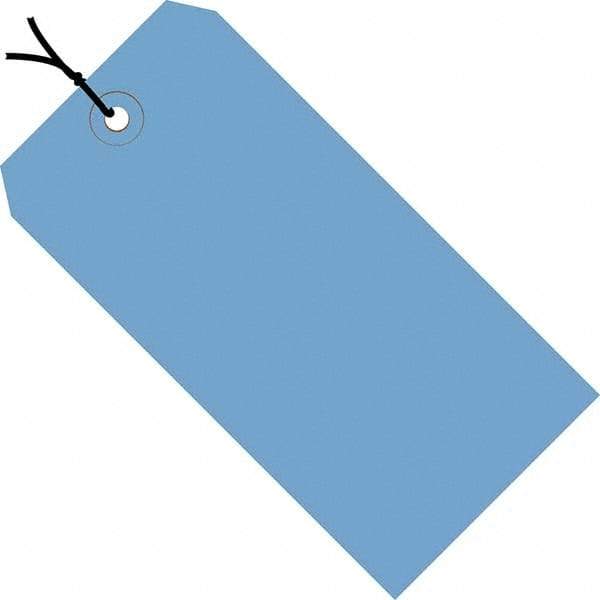 Made in USA - 3-1/4" High x 1-5/8" Long, Safety & Facility Blank Tag - Dark Blue Cardstock - Apex Tool & Supply