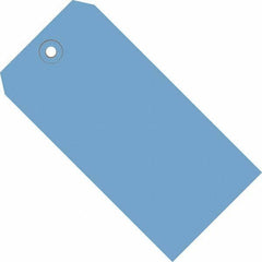 Made in USA - 5-1/4" High x 2-5/8" Long, Safety & Facility Blank Tag - Dark Blue Cardstock - Apex Tool & Supply