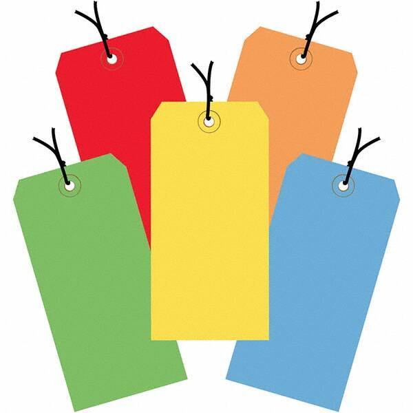 Made in USA - 4-3/4" High x 2-3/8" Long, Safety & Facility Blank Tag - Assorted Color Cardstock - Apex Tool & Supply