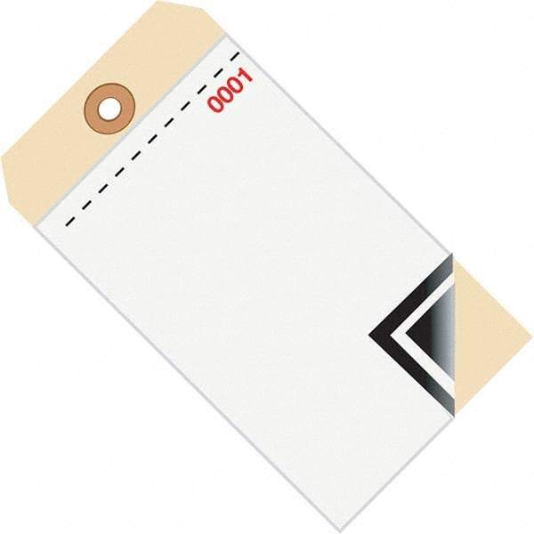 Made in USA - 6-1/4" High x 3-1/8" Long, Inventory, English Safety & Facility Numbered Tag - White & Manila Cardstock - Apex Tool & Supply