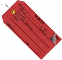 Made in USA - 4-3/4" High x 2-3/8" Long, Inventory, English Safety & Facility Numbered Tag - Red Cardstock - Apex Tool & Supply