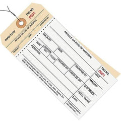 Made in USA - 6-1/4" High x 3-1/8" Long, Inventory, English Safety & Facility Numbered Tag - White & Manila Cardstock - Apex Tool & Supply