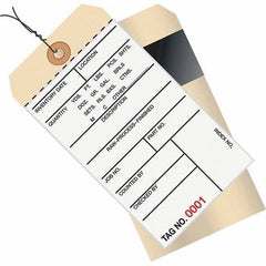 Made in USA - 6-1/4" High x 3-1/8" Long, Inventory, English Safety & Facility Numbered Tag - White & Manila Cardstock - Apex Tool & Supply