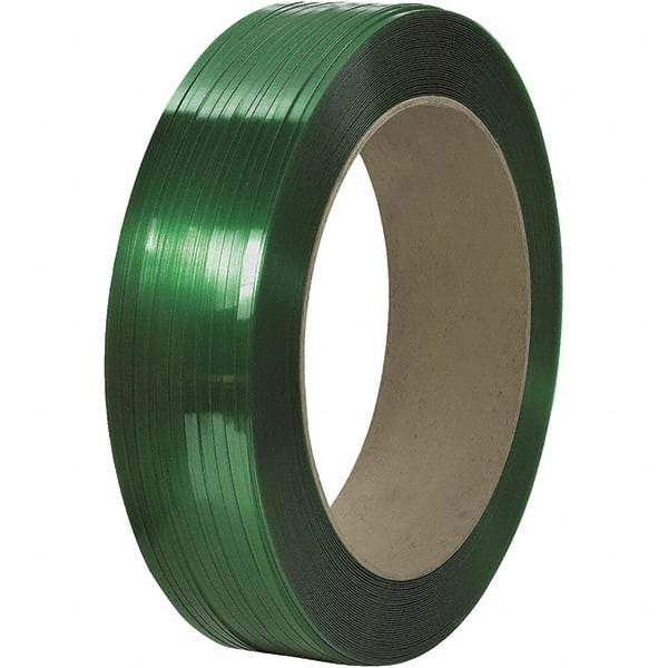 Made in USA - 6,500' Long x 1/2" Wide, Coil Case Polyester Hand Strapping - 800 Lb Capacity, 0.028" Thick - Apex Tool & Supply