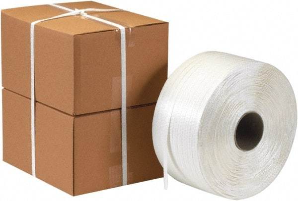 Made in USA - 3,900' Long x 1/2" Wide, Coil Case Polyester Hand Strapping - 650 Lb Capacity - Apex Tool & Supply
