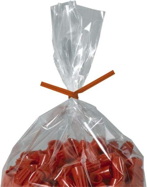 Made in USA - 12" Long, Bag Tie - Orange - Apex Tool & Supply