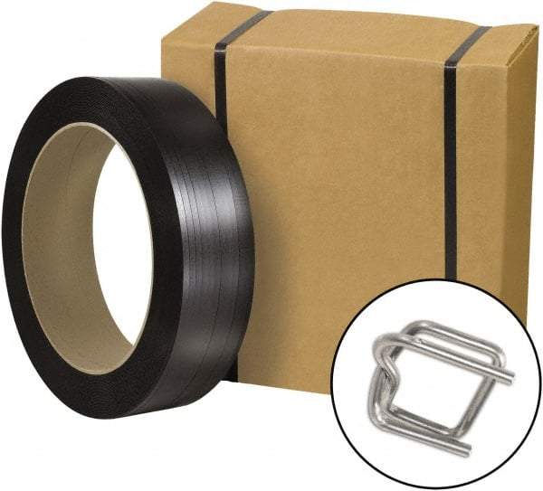 Made in USA - Strapping Kits Type: Portable Strapping Kit Contents: (1000) Buckles; Tensioner; Cutter; Poly Strapping - Apex Tool & Supply