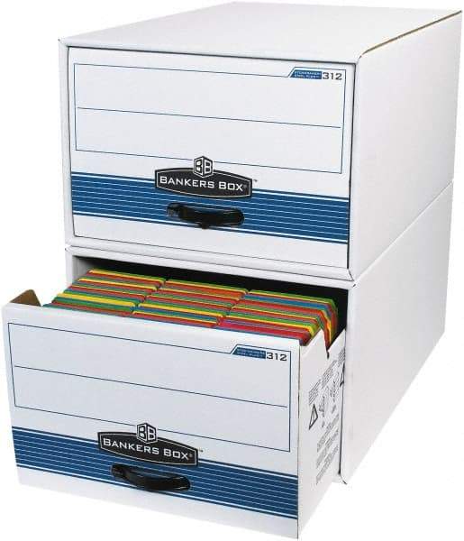 Made in USA - 1 Compartment, 15" Wide x 24" Deep, File Storage Boxes - Corrugated Cardboard, White - Apex Tool & Supply