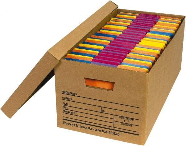 Made in USA - 1 Compartment, 12" Wide x 24" Deep, File Storage Boxes - Corrugated Cardboard, Kraft (Color) - Apex Tool & Supply