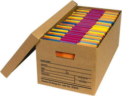 Made in USA - 1 Compartment, 12" Wide x 24" Deep, File Storage Boxes - Corrugated Cardboard, Kraft (Color) - Apex Tool & Supply