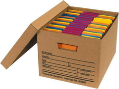 Made in USA - 1 Compartment, 12" Wide x 15" Deep, File Storage Boxes - Corrugated Cardboard, Kraft (Color) - Apex Tool & Supply