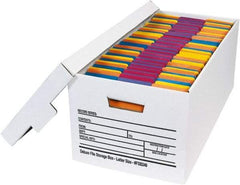 Made in USA - 1 Compartment, 12" Wide x 24" Deep, File Storage Boxes - Corrugated Cardboard, White - Apex Tool & Supply