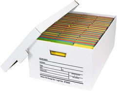 Made in USA - 1 Compartment, 15" Wide x 24" Deep, File Storage Boxes - Corrugated Cardboard, White - Apex Tool & Supply