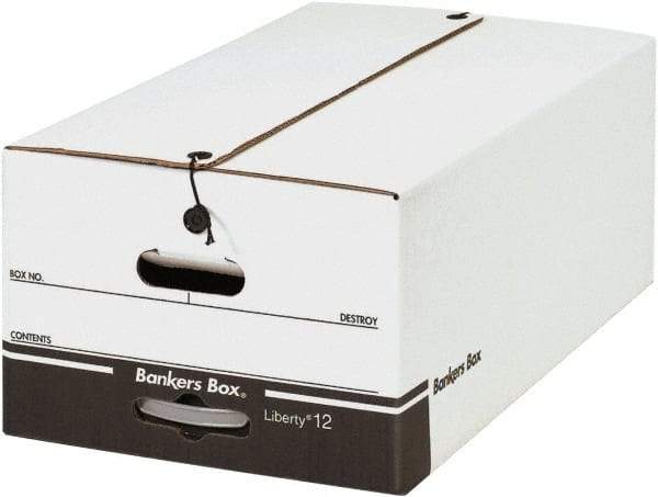 Made in USA - 1 Compartment, 15" Wide x 24" Deep, File Storage Boxes - Corrugated Cardboard, White - Apex Tool & Supply