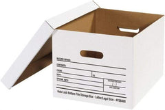 Made in USA - 1 Compartment, 12" Wide x 15" Deep, File Storage Boxes - Corrugated Cardboard, White - Apex Tool & Supply