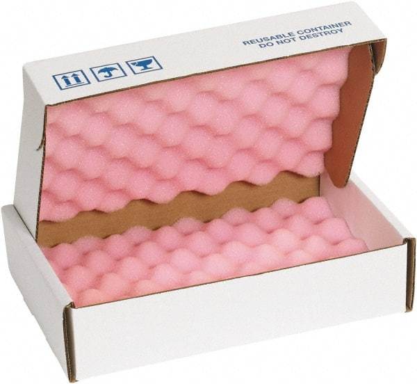 Made in USA - 12" Long x 8" Wide, Antistatic Foam Shippers - Pink & White, Standard Grade - Apex Tool & Supply