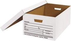 Made in USA - 1 Compartment, 15" Wide x 24" Deep, File Storage Boxes - Corrugated Cardboard, White - Apex Tool & Supply
