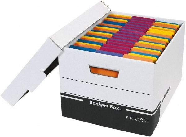 Made in USA - 1 Compartment, 12" Wide x 15" Deep, File Storage Boxes - Corrugated Cardboard, Black - Apex Tool & Supply