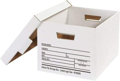 Made in USA - 1 Compartment, 12" Wide x 15" Deep, File Storage Boxes - Corrugated Cardboard, White - Apex Tool & Supply