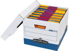 Made in USA - 1 Compartment, 12" Wide x 15" Deep, File Storage Boxes - Corrugated Cardboard, Blue - Apex Tool & Supply