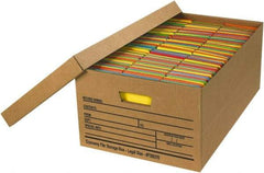 Made in USA - 1 Compartment, 15" Wide x 24" Deep, File Storage Boxes - Corrugated Cardboard, Kraft (Color) - Apex Tool & Supply