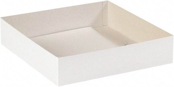 Made in USA - 14" Wide x 14" Long x 3" High Rectangle Chipboard Box - 1 Wall, White - Apex Tool & Supply