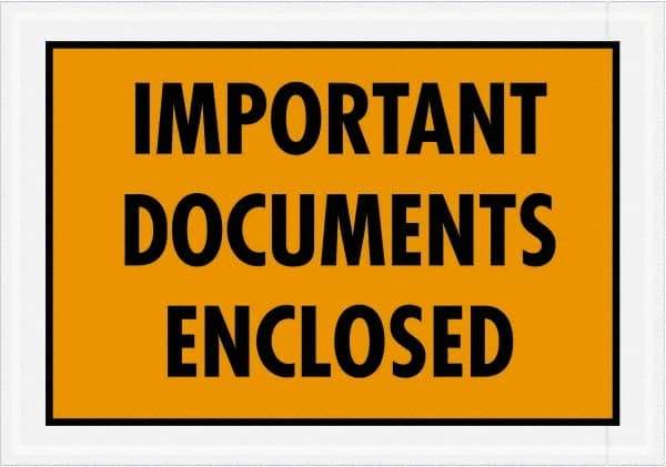 Value Collection - 1,000 Piece, 5-1/4" Long x 7-1/2" Wide, Packing List Envelope - Documents Enclosed, Orange - Apex Tool & Supply