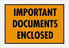 Value Collection - 1,000 Piece, 5-1/4" Long x 7-1/2" Wide, Packing List Envelope - Documents Enclosed, Orange - Apex Tool & Supply