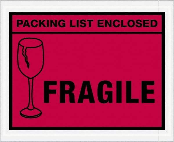 Value Collection - 1,000 Piece, 4-1/2" Long x 5-1/2" Wide, Packing List Envelope - Packing List Enclosed - Fragile, Red - Apex Tool & Supply
