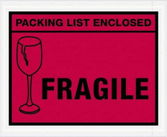 Value Collection - 1,000 Piece, 4-1/2" Long x 5-1/2" Wide, Packing List Envelope - Packing List Enclosed - Fragile, Red - Apex Tool & Supply