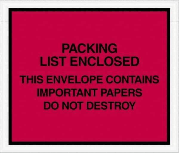 Value Collection - 1,000 Piece, 7" Long x 6" Wide, Packing List Envelope - Important Papers Enclosed, Red - Apex Tool & Supply