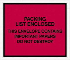 Value Collection - 1,000 Piece, 7" Long x 6" Wide, Packing List Envelope - Important Papers Enclosed, Red - Apex Tool & Supply